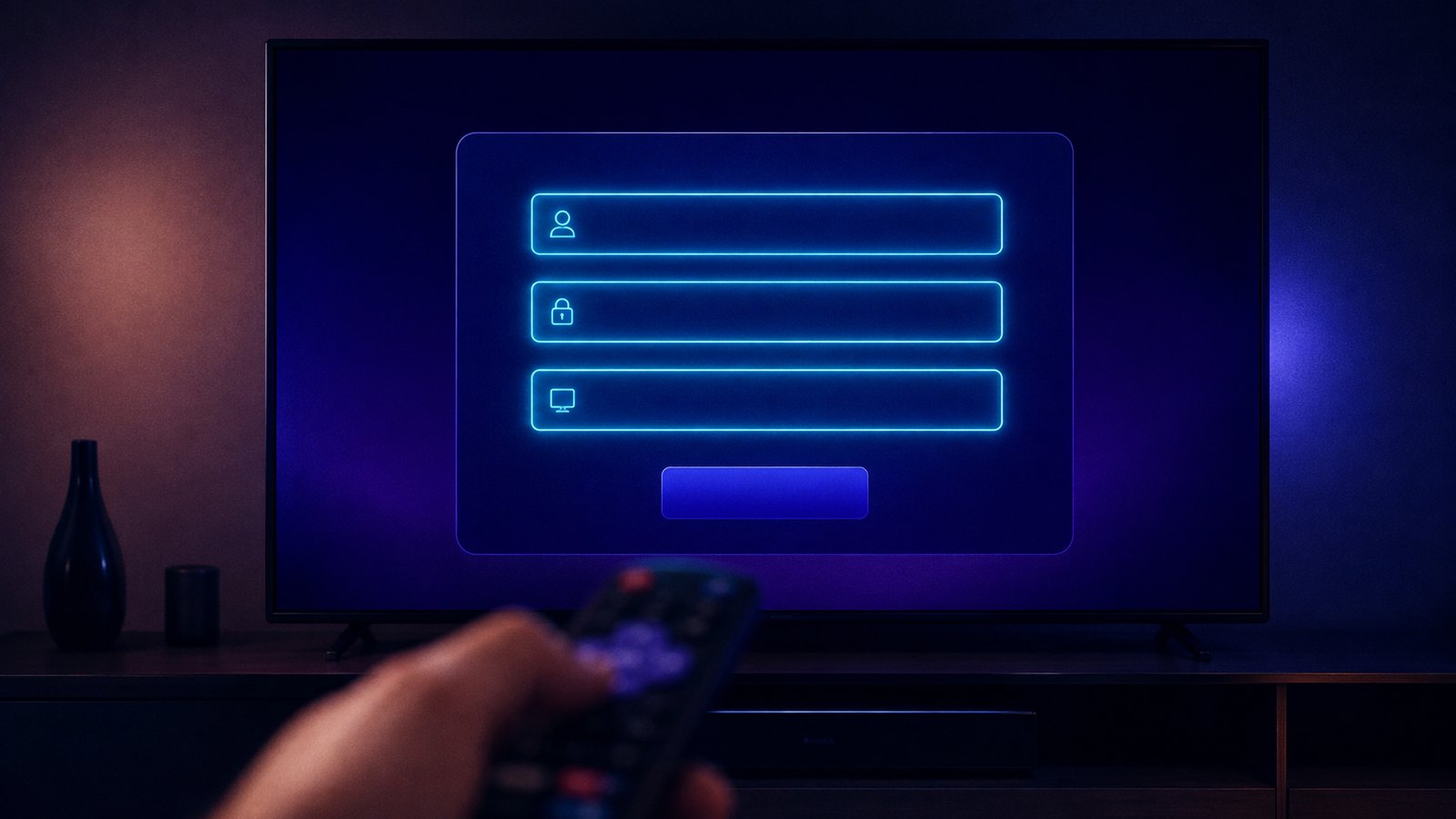An IPTV player login screen with fields for username, password and server URL